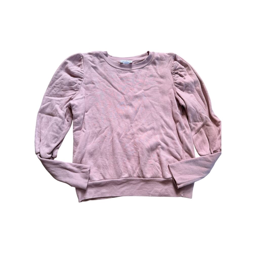 Republic Pink Puff Sleeve Crewneck Pullover Sweatshirt